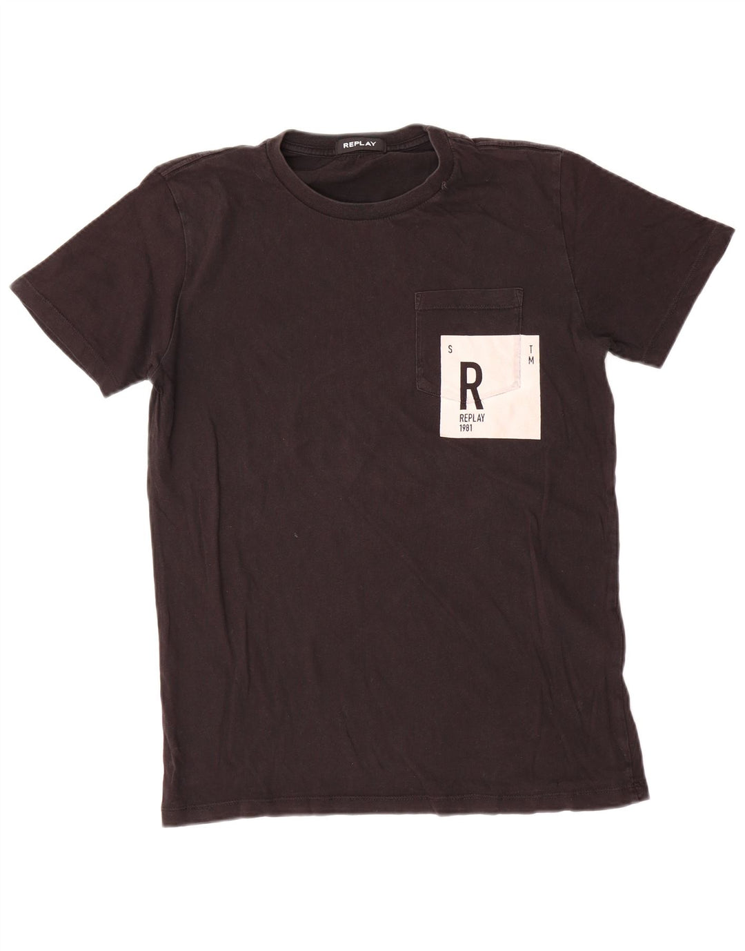 Replay Mens Graphic T-Shirt Top Medium Black Cotton