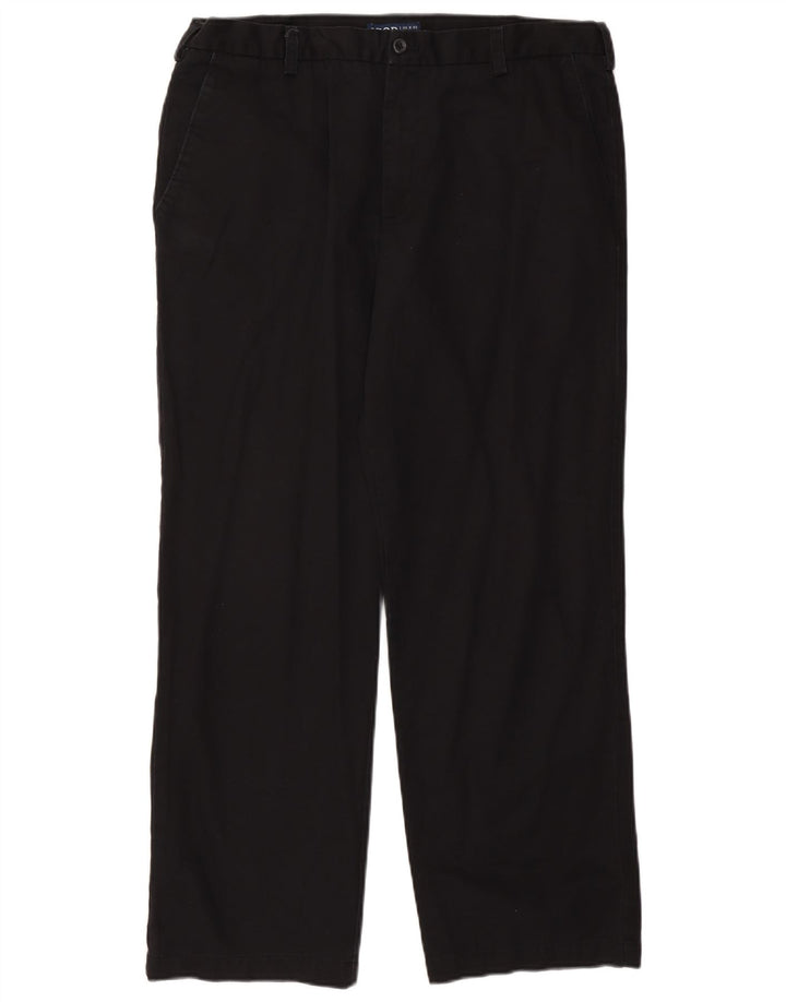 Izod Mens Straight Chino Trousers W38 L32 Black Cotton Classic