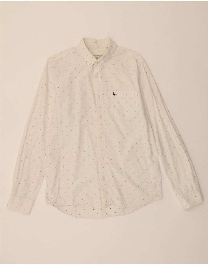 JACK WILLS Mens Classic Fit Shirt Medium White Spotted Cotton Vintage Jack Wills and Second-Hand Jack Wills from Messina Hembry 