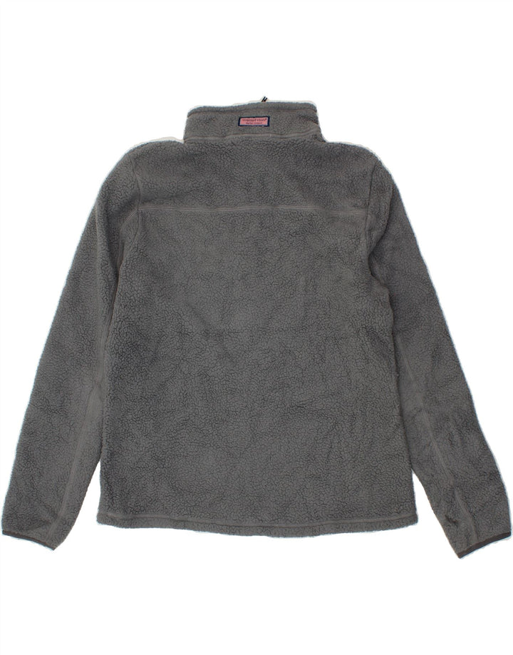 VINEYARD VINES Womens Zip Neck Fleece Jumper UK 14 Medium Grey Polyester Vintage Vineyard Vines and Second-Hand Vineyard Vines from Messina Hembry 
