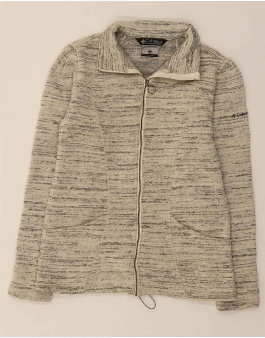 COLUMBIA Womens Cardigan Sweater UK 14 Medium Grey Polyester Vintage Columbia and Second-Hand Columbia from Messina Hembry 