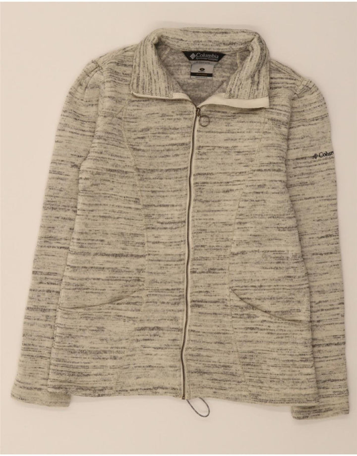 COLUMBIA Womens Cardigan Sweater UK 14 Medium Grey Polyester Vintage Columbia and Second-Hand Columbia from Messina Hembry 