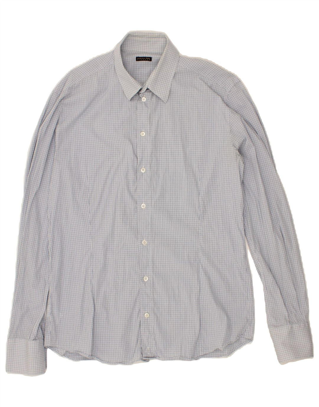PATRIZIA PEPE Mens Shirt IT 52 Large Blue Check Cotton Vintage Patrizia Pepe and Second-Hand Patrizia Pepe from Messina Hembry 