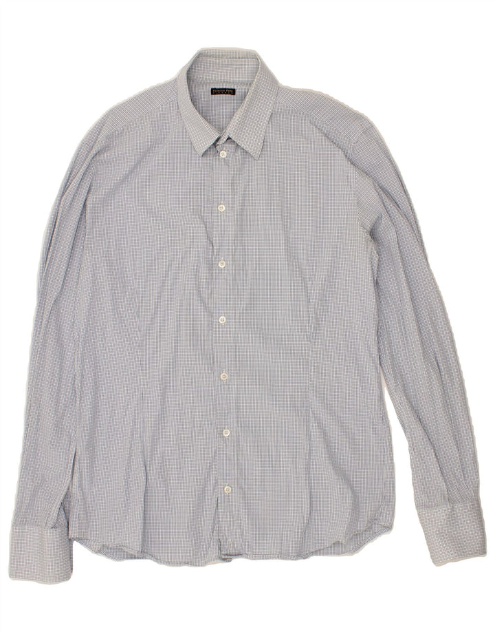 PATRIZIA PEPE Mens Shirt IT 52 Large Blue Check Cotton Vintage Patrizia Pepe and Second-Hand Patrizia Pepe from Messina Hembry 