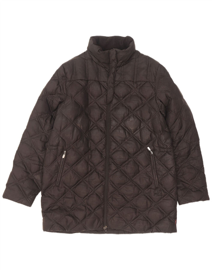 Fila Womens Loose Fit Padded Coat UK 14 Medium Black Geometric Polyester