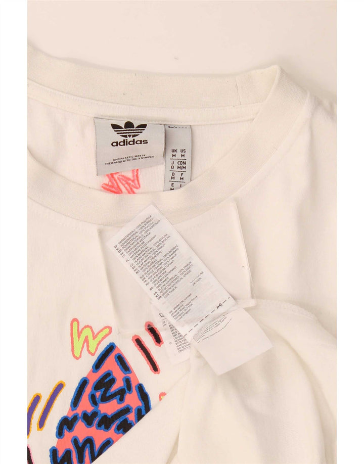 Adidas Mens Graphic T-Shirt Top Médio Algodão Branco