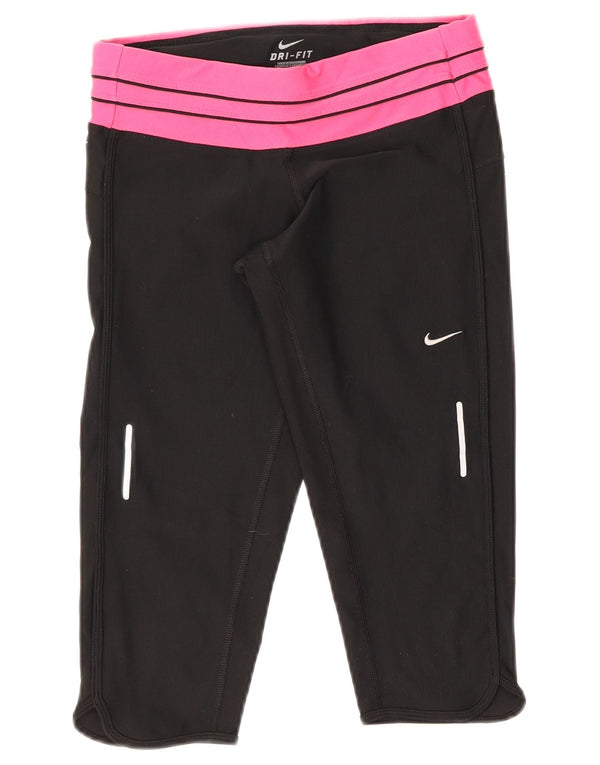 Nike Womens Dri Fit Capri Leggings UK 8 Small Black Colourblock