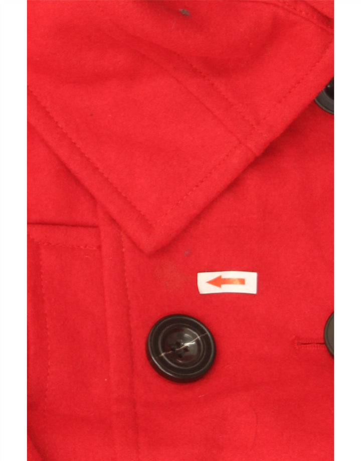 Zara Womens Short Pea Coat UK 16 Large Red Wool