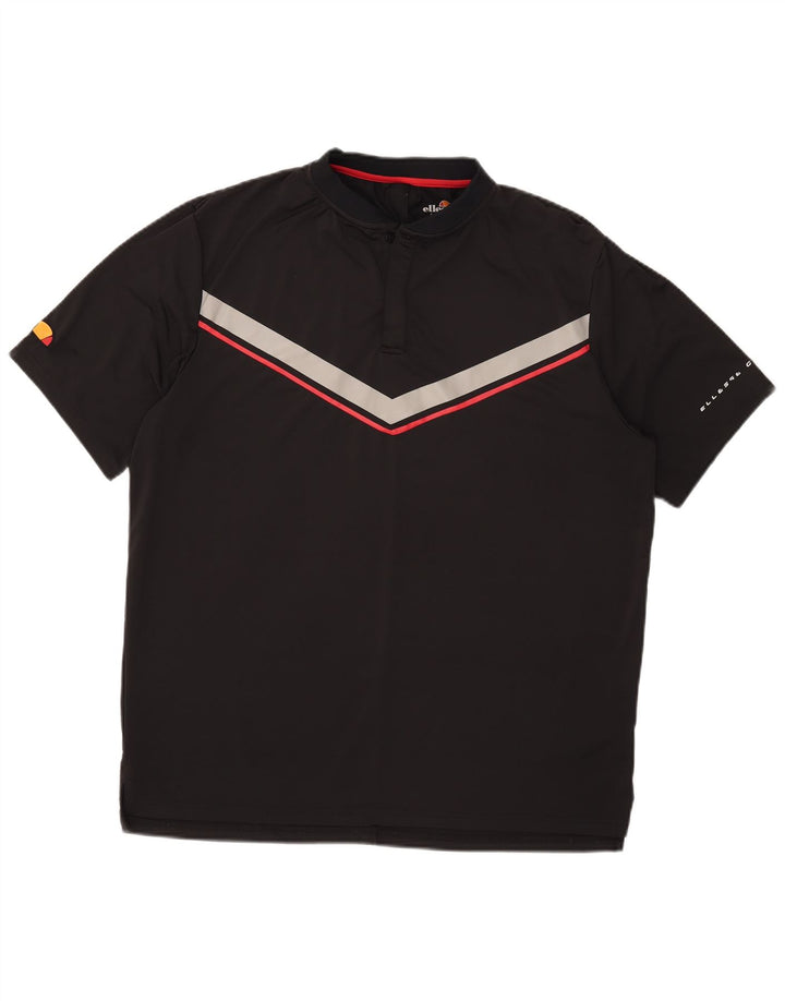 Ellesse Mens Polo Shirt 2XL Black Colourblock Polyester