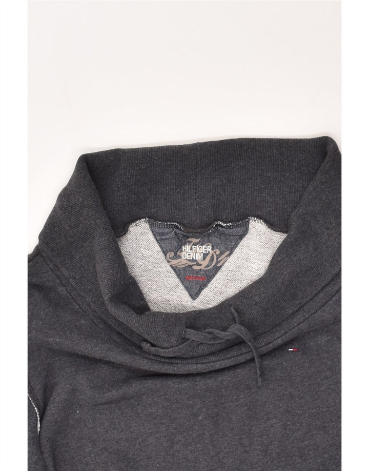 TOMMY HILFIGER Womens Roll Neck Sweatshirt Jumper UK 12 Medium Grey Cotton | Vintage Tommy Hilfiger | Thrift | Second-Hand Tommy Hilfiger | Used Clothing | Messina Hembry 
