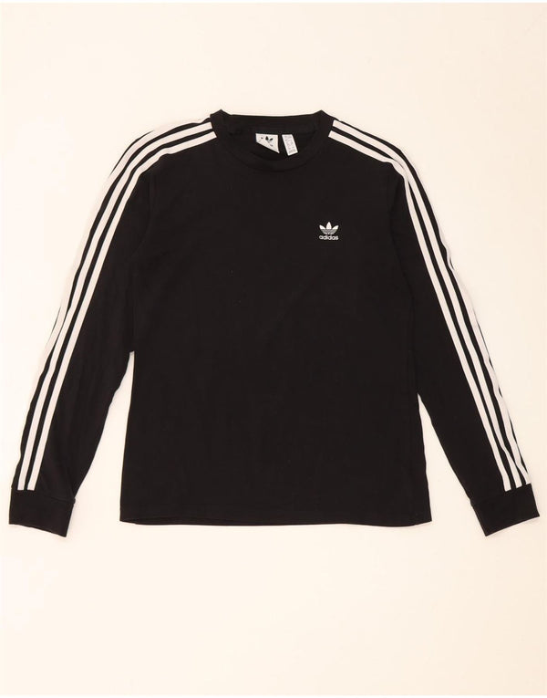 Adidas Damen Top Langarm UK 12 Medium Schwarz Baumwolle