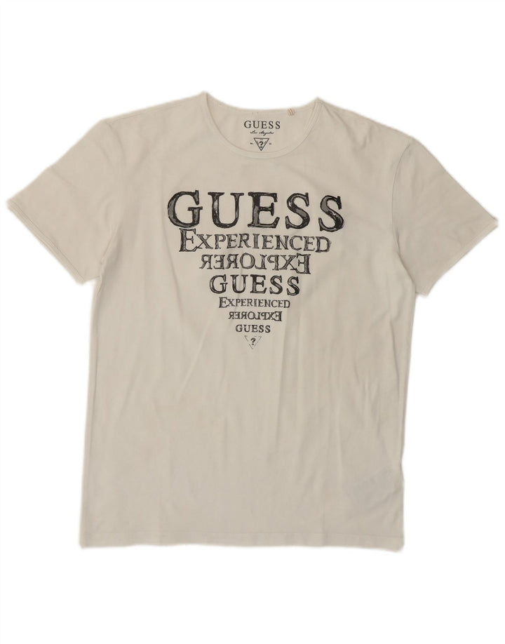 Guess Womens Graphic T-Shirt Top EU 38 Medium White Cotton Classic