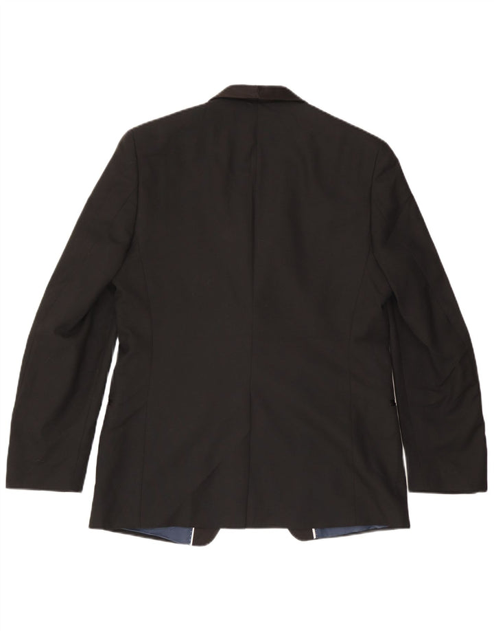 MARKS & SPENCER Mens 1 Button Blazer Jacket EU 50 Large Black Polyester