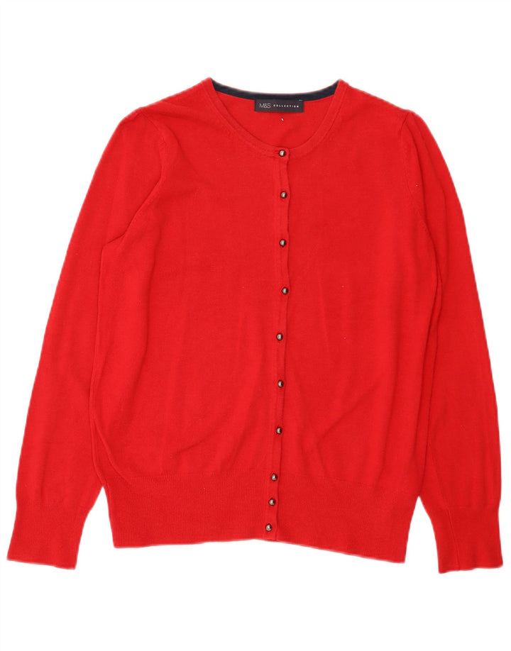 Marks & Spencer Dame Cardigan Sweater UK 12 Medium Red Viscose