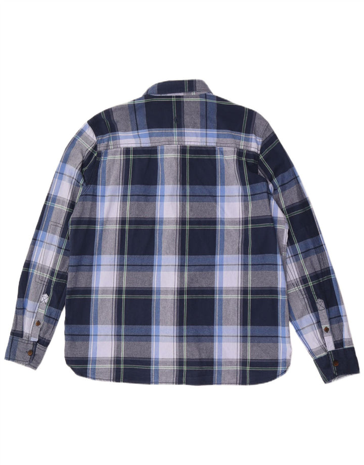 FAT FACE Herren-Flanellhemd XL, blau kariert, Baumwolle