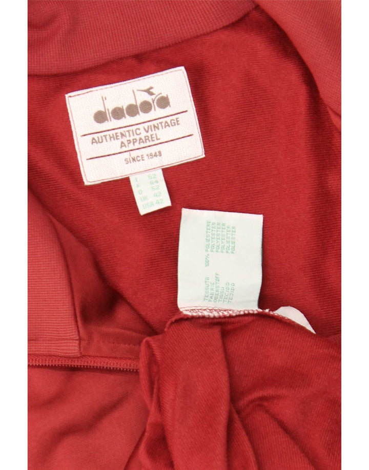 Diadora Mens Tracksuit Top Jacket UK 42 Large Red Polyester