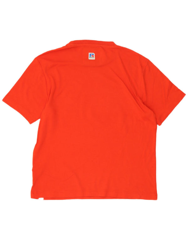 Hugo Boss Hombre Camiseta Estampada Regular Top Deportivo De Algodón Rojo Mediano