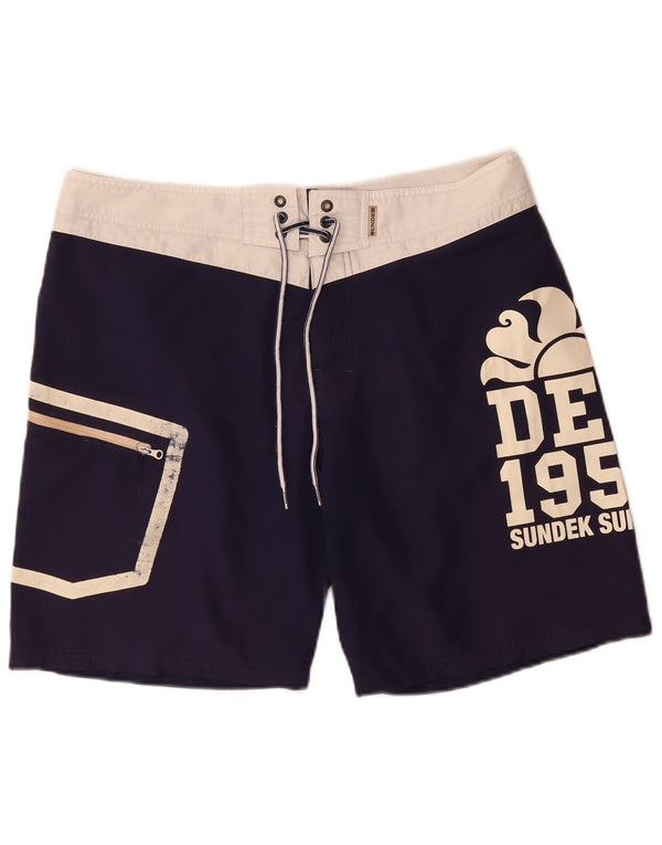 Sundek Herren-Badeshorts mit Grafik, groß, Marineblau, Farbblock