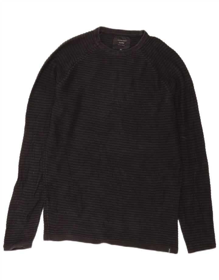 Jack & Jones Herren-Pullover mit Rundhalsausschnitt, mittelschwarz, Baumwolle