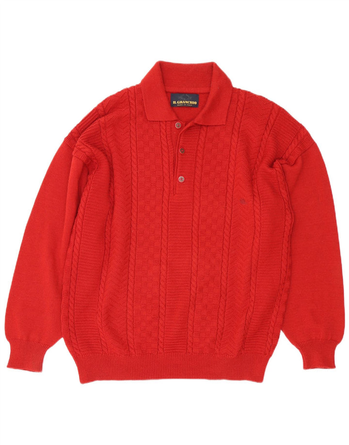 Il Granchio Mens Polo Neck Jumper Sweater Large Red Wool