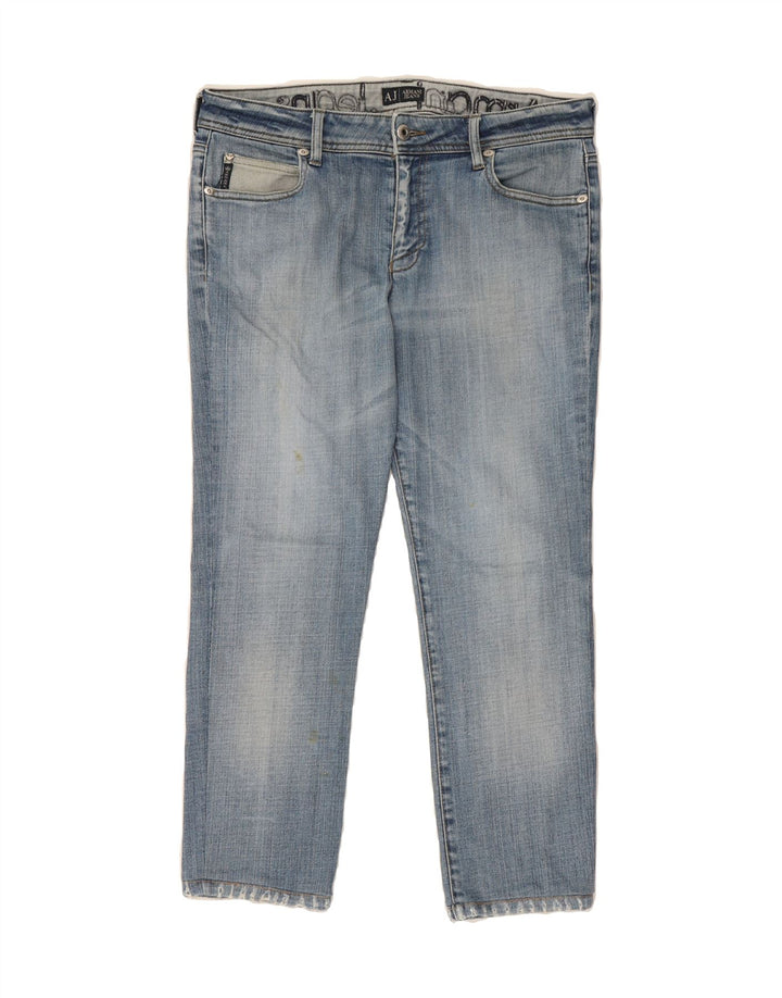 ARMANI Womens Graphic Cropped Jeans W29 L25 Blue Vintage Armani and Second-Hand Armani from Messina Hembry 