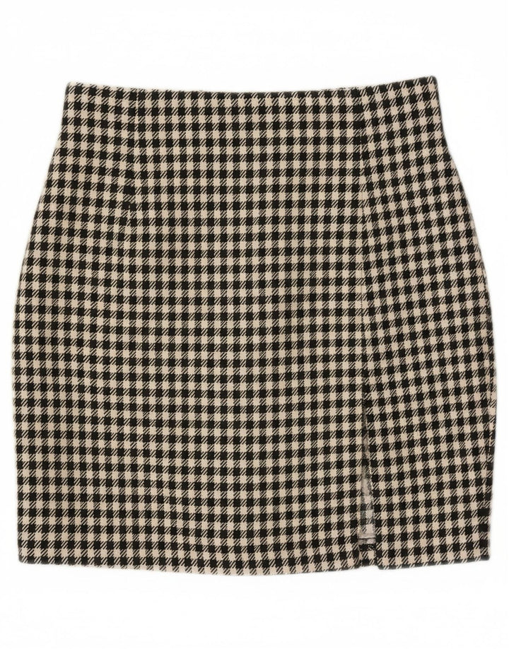 MARINA BABINI Womens Mini Skirt IT 42 Medium W28 Black Gingham Wool Vintage Marina Babini and Second-Hand Marina Babini from Messina Hembry 