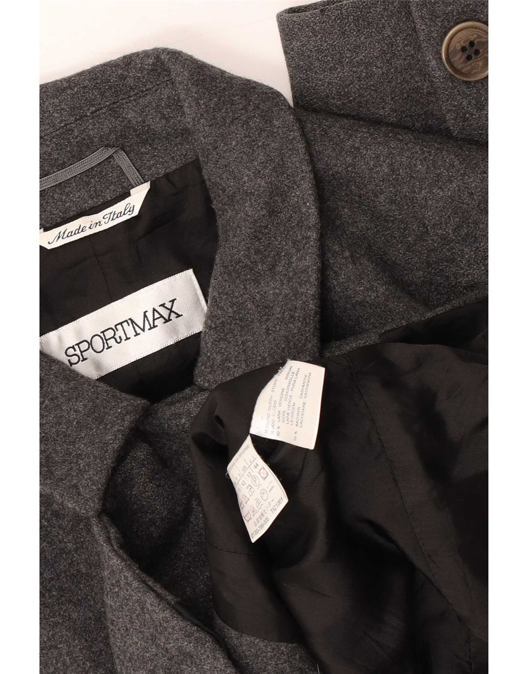 Sportmax Damen-Blazer-Jacke UK 12 Mittelgraue Woll-Klassiker