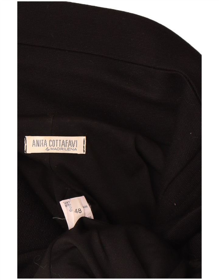 Jachetă vintage pentru femei cu 1 nasture IT 48 XL Lână neagră