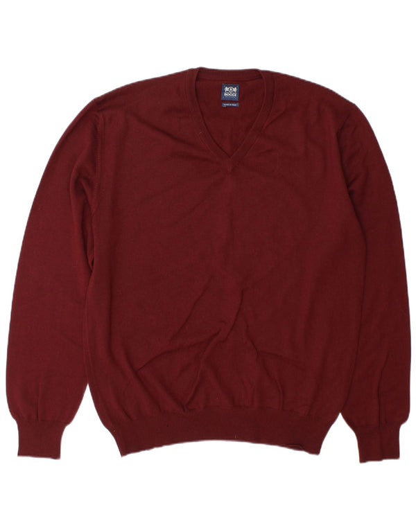 Maglione maglione da uomo con scollo a V Boggi grande bordeaux