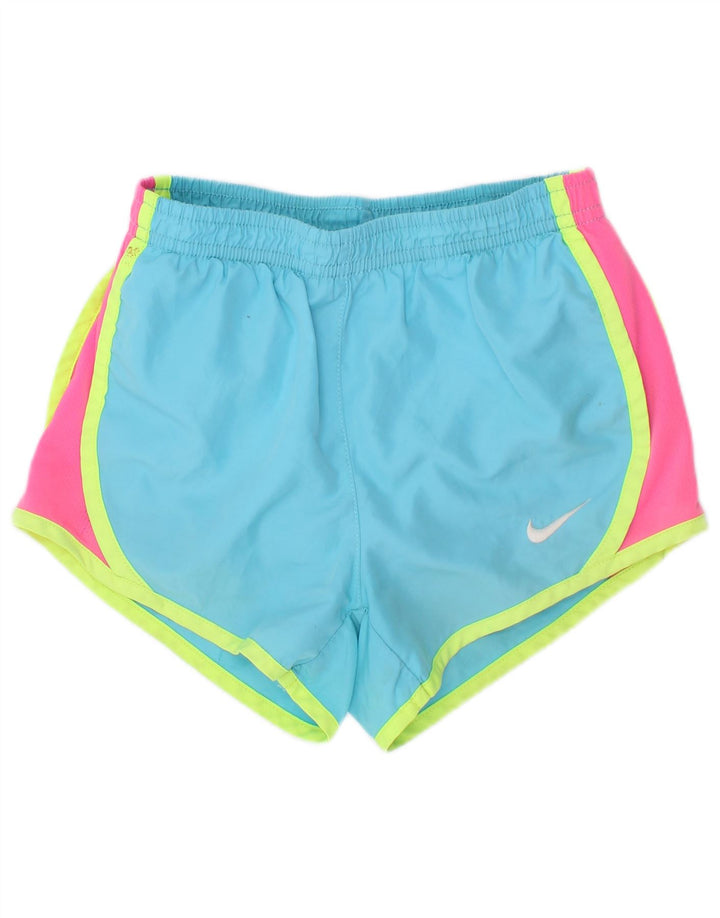 Nike Girls Sport Shorts 5-6 Years Medium Blue Colourblock Polyester