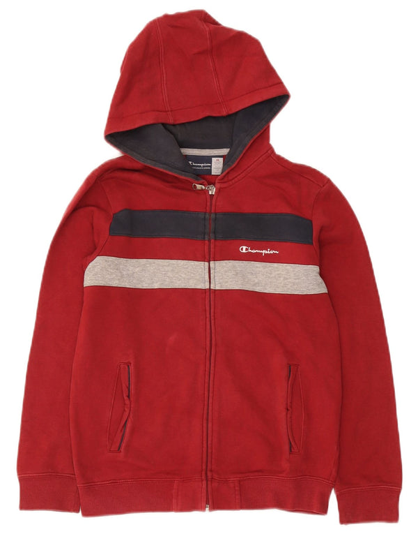Champion drenge hættetrøje med lynlås 9-10 år Medium Rød Colourblock Bomuld