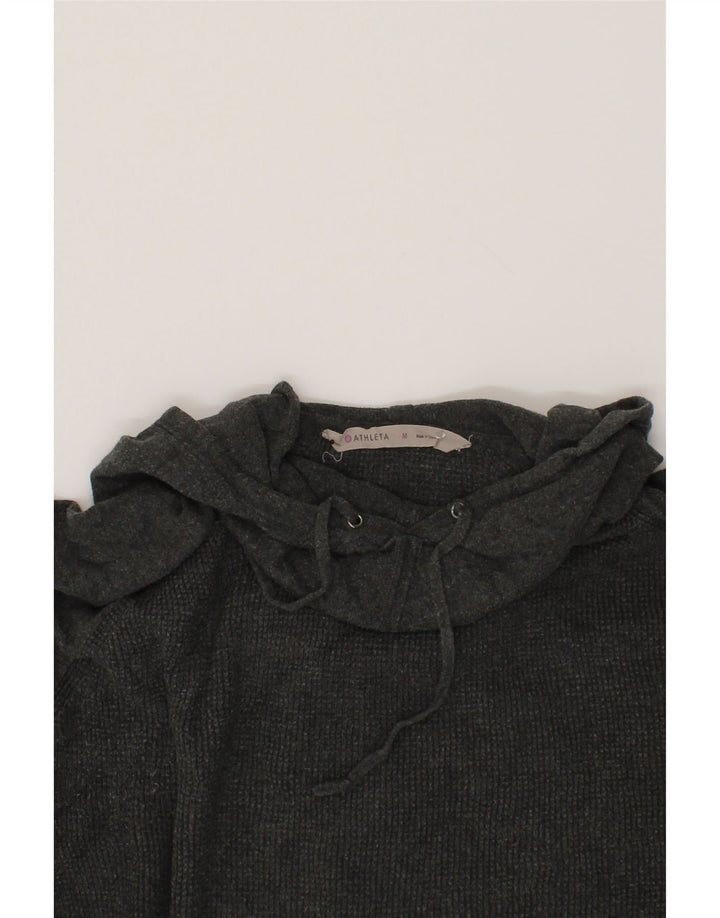 ATHLETA Womens Oversized Hooded Jumper Sweater UK 14 Medium Grey Cotton Vintage Athleta and Second-Hand Athleta from Messina Hembry 