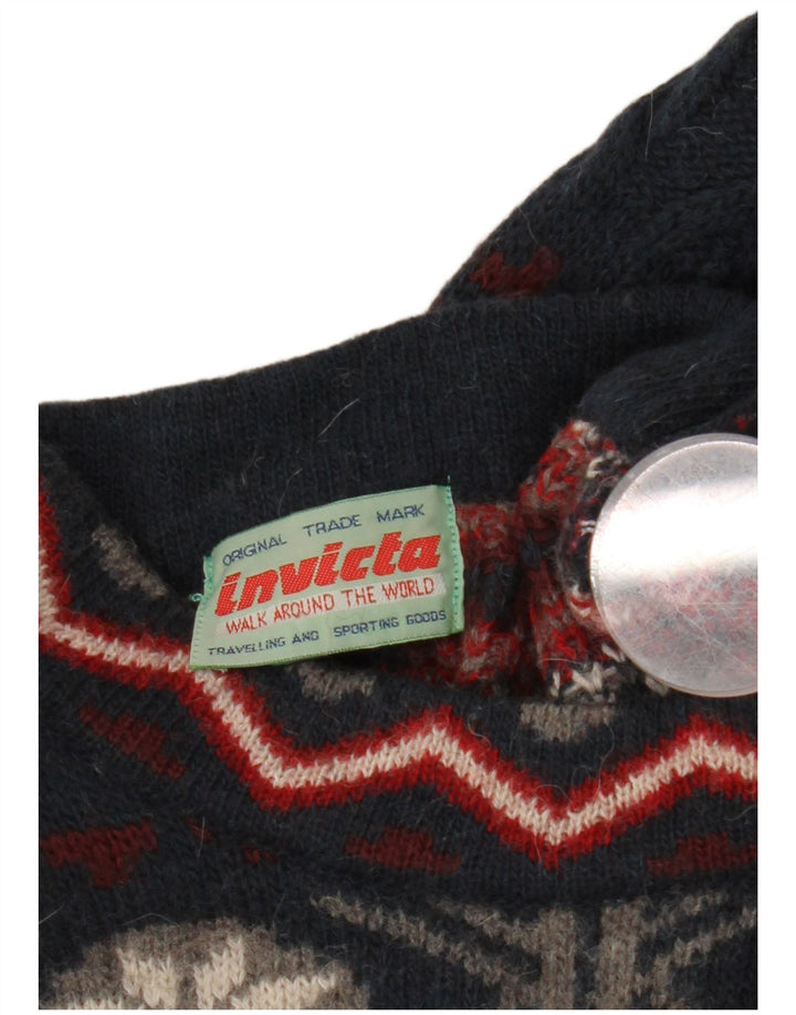 Invicta Mens Crew Neck Jumper Sweater Medium Navy Blue Fair Isle