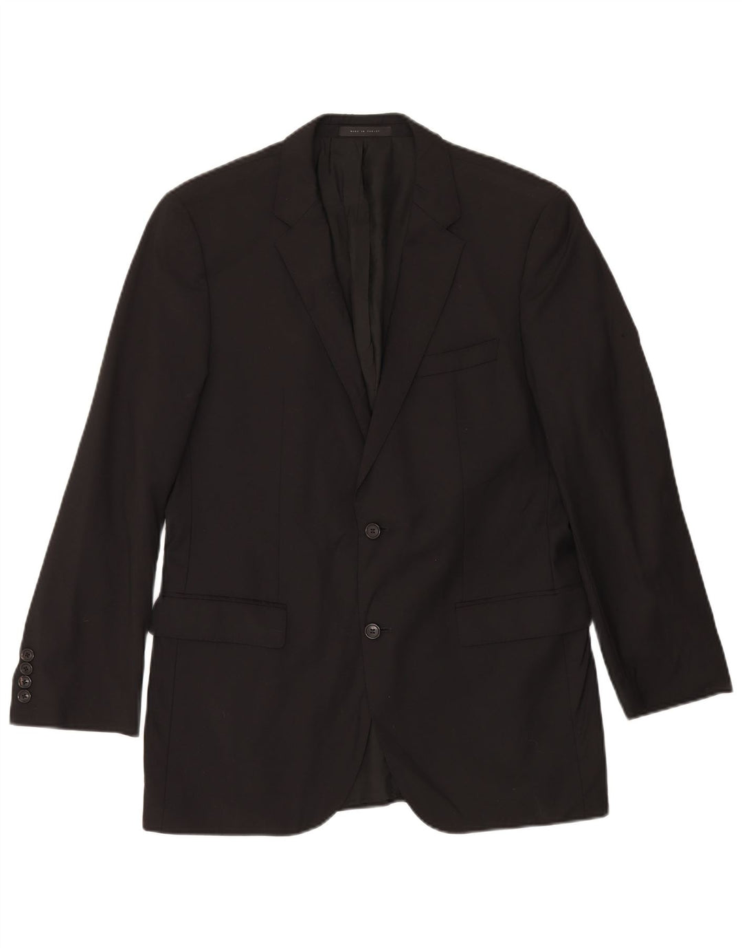 Vintage Womens 2 Button Blazer Jacket US 40 Large Black Virgin Wool