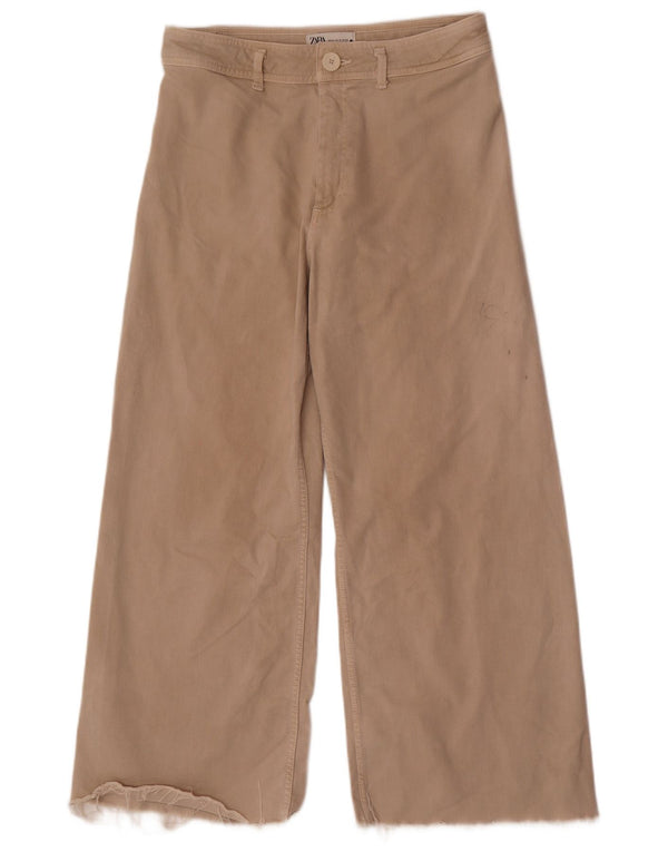 Pantaloni casual a gamba larga da donna Zara The Marine EU 44 Large W34 L28 Beige