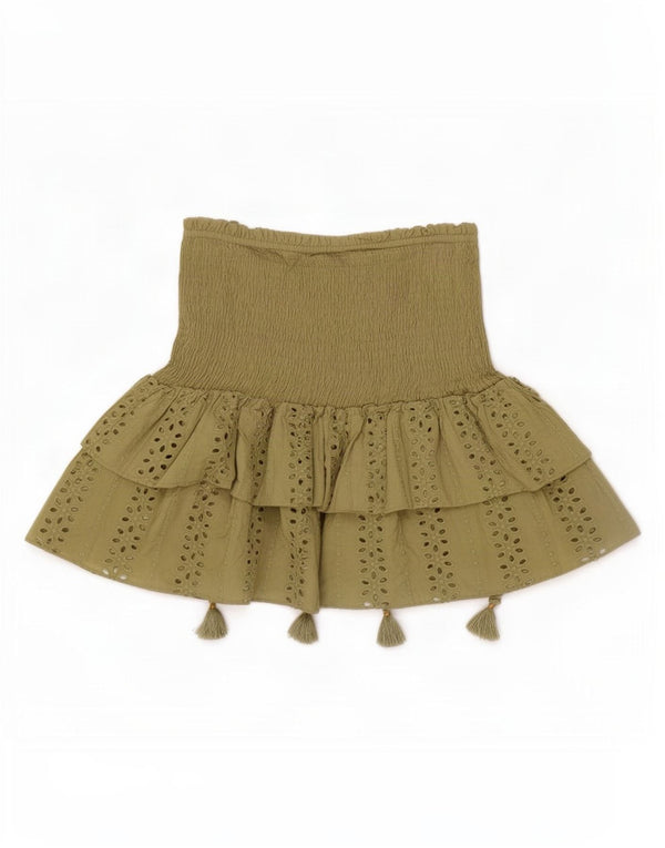 Zara Womens Skort UK 8 Small Khaki Cotton