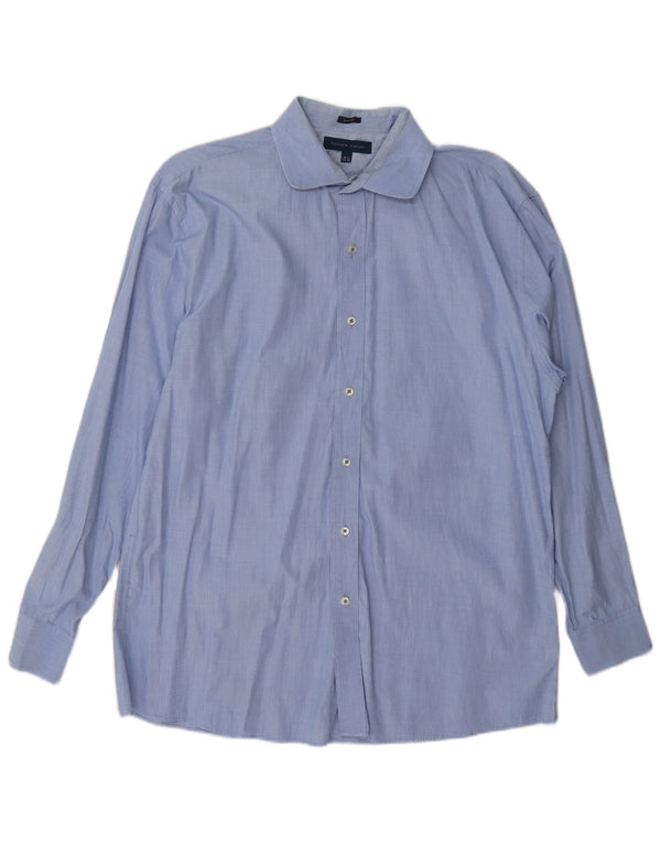 Tommy Hilfiger Chemise slim fit pour homme Taille 16 1/2 Grand coton bleu