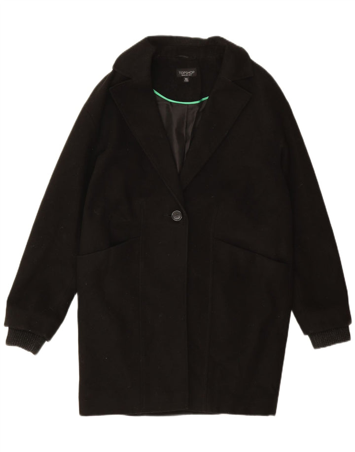TOPSHOP Womens Oversized Overcoat UK 8 Small Black Polyester Vintage Topshop and Second-Hand Topshop from Messina Hembry 