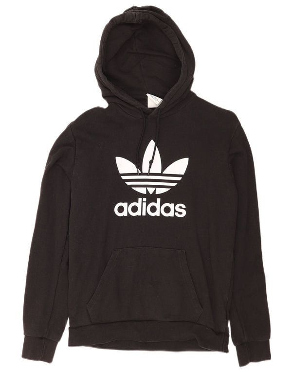Adidas Mens Graphic Hoodie Jumper Small Black Cotton