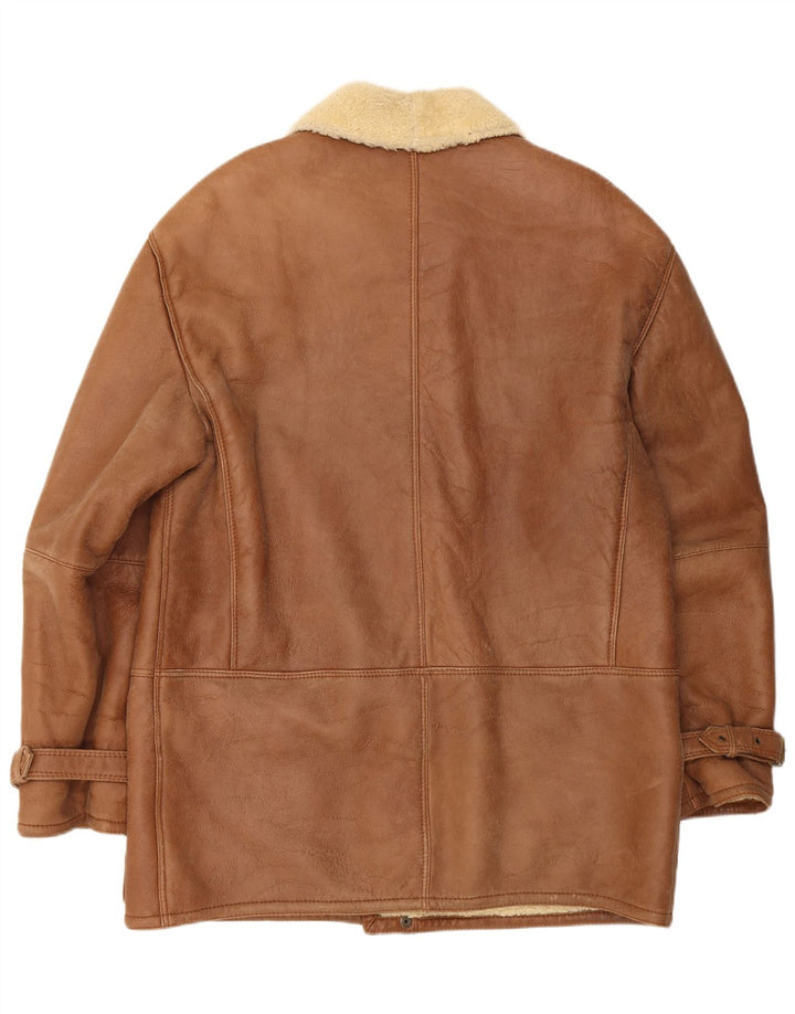 Vintage Mens Shearling Jacket IT 52 XL Beige Shearling