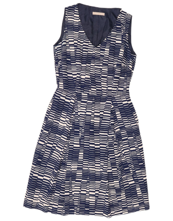Stefanel Womens Sleeveless Sheath Dress EU 38 Medium Navy Blue Geometric