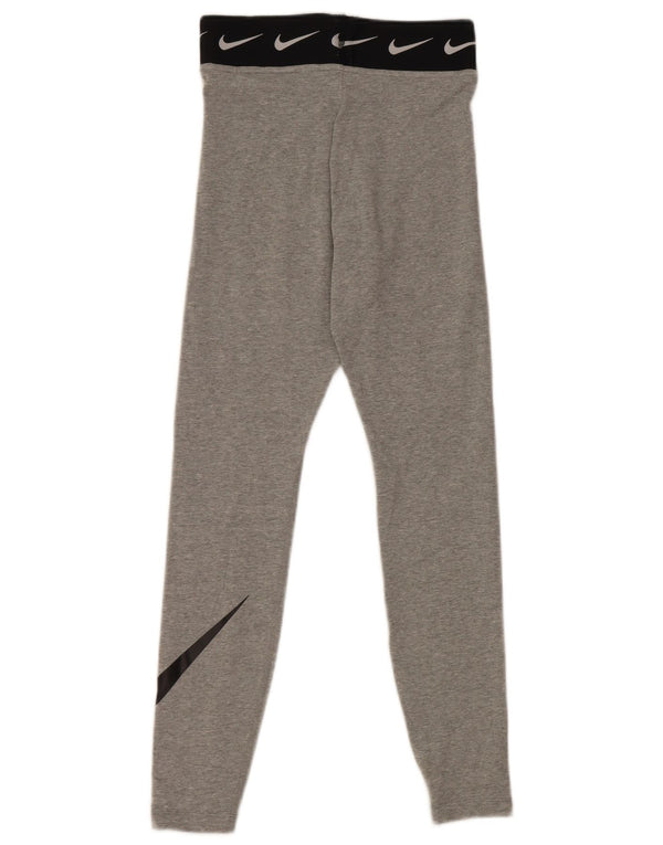 Nike Womens Graphic Leggings UK 6 XS Grey Colourblock Cotton