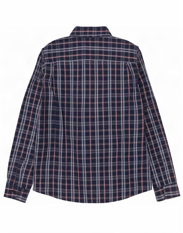 Wrangler Mens Shirt Medium Navy Blue Check Cotton