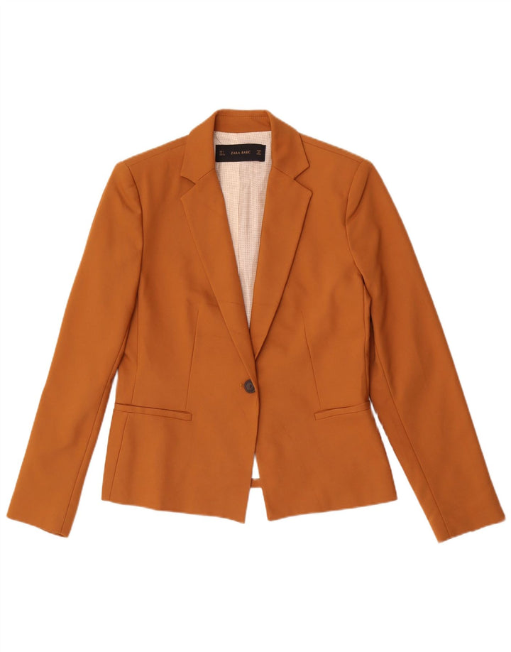 Zara Dame 1 Knap Blazer Jacket UK 14 Stor Beige Polyester