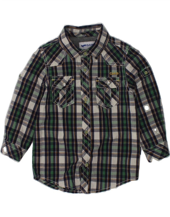 GAS Baby Boys Shirt 12-18 Months Green Check Cotton | Vintage Gas | Thrift | Second-Hand Gas | Used Clothing | Messina Hembry 