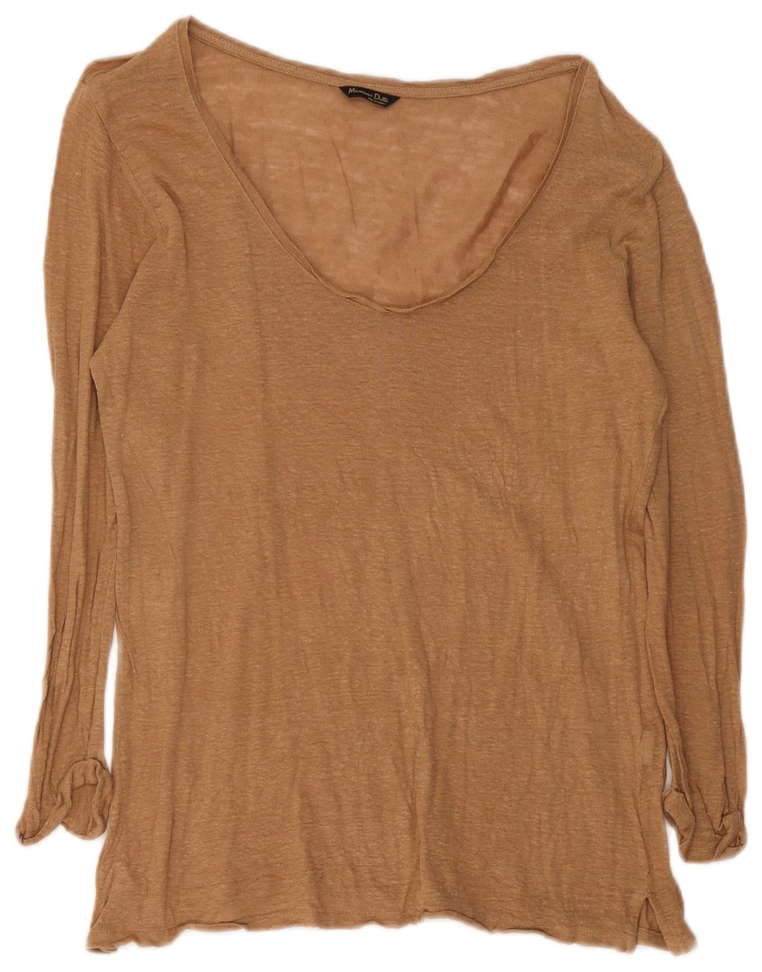 Massimo Dutti Womens Top Long Sleeve UK 14 Large Brown Flecked