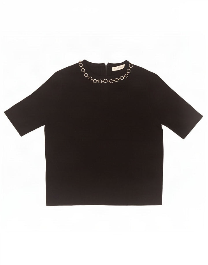 Zara Damen Bluse Top UK 10 Small Schwarz