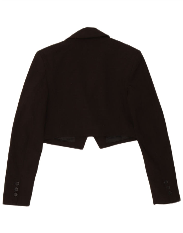 Giacca blazer corta da donna a 1 bottone Zara UK 6 XS pied de poule marrone