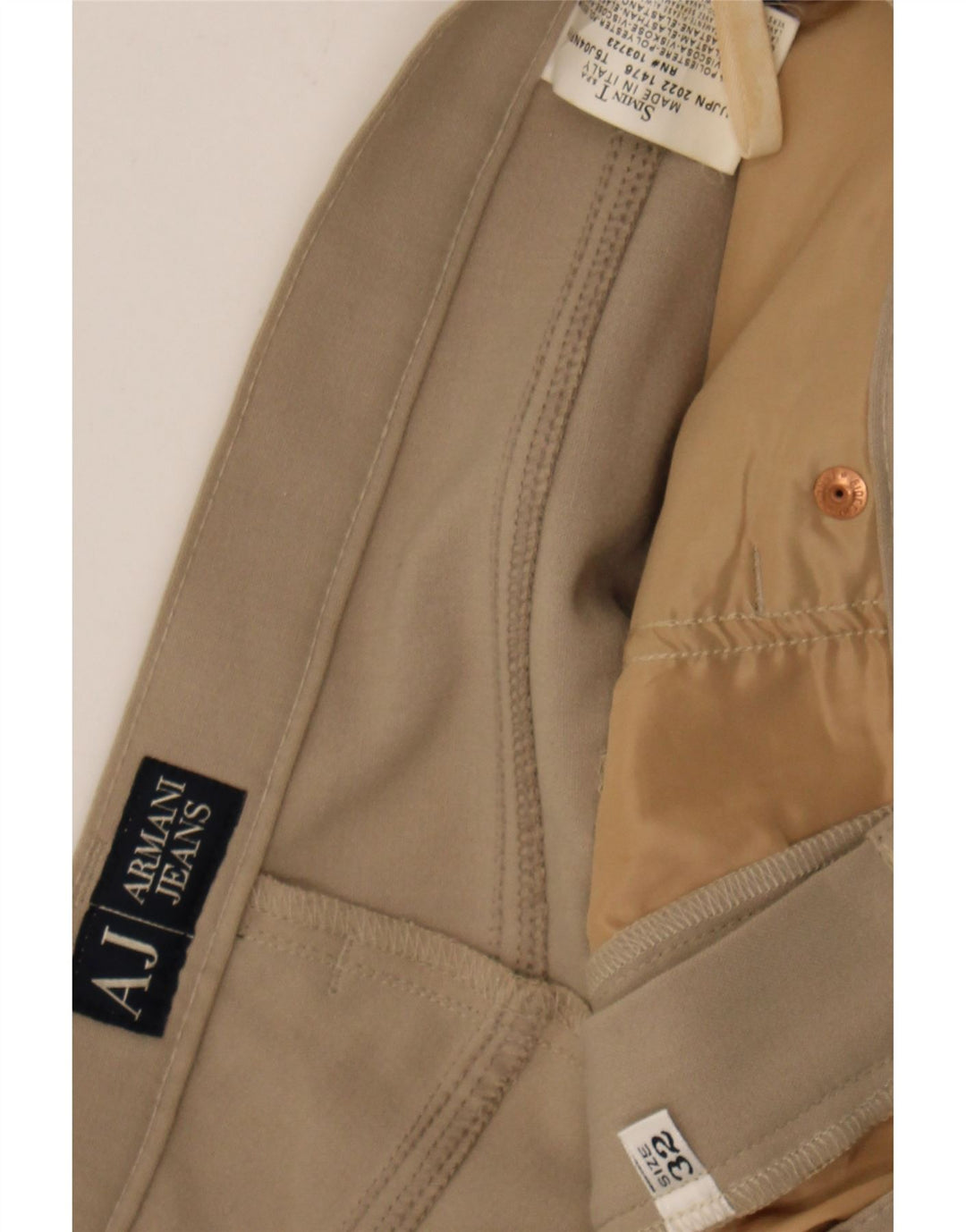 ARMANI Mens Bootcut Casual Trousers W32 L33 Beige Polyester Vintage Armani and Second-Hand Armani from Messina Hembry 