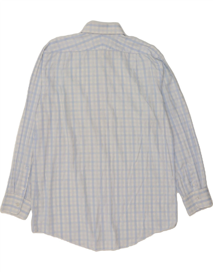 JAEGER Mens Shirt Size 16 Large Blue Gingham Cotton Vintage Jaeger and Second-Hand Jaeger from Messina Hembry 